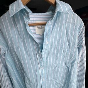 Women's Light Blue Striped Button Down Shirt